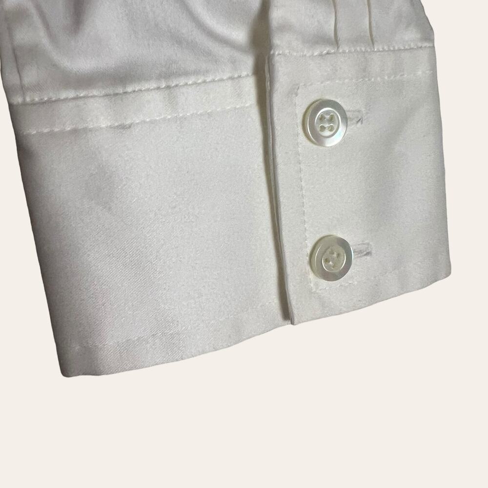 Etcetera Solid White Gathered V-Neck Long Sleeve … - image 5